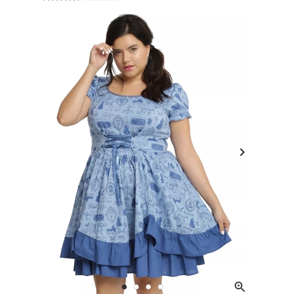 Disney Beauty and the Beast Torrid Ruffle Dress Blue Toile Plus Size Cosplay 3X
